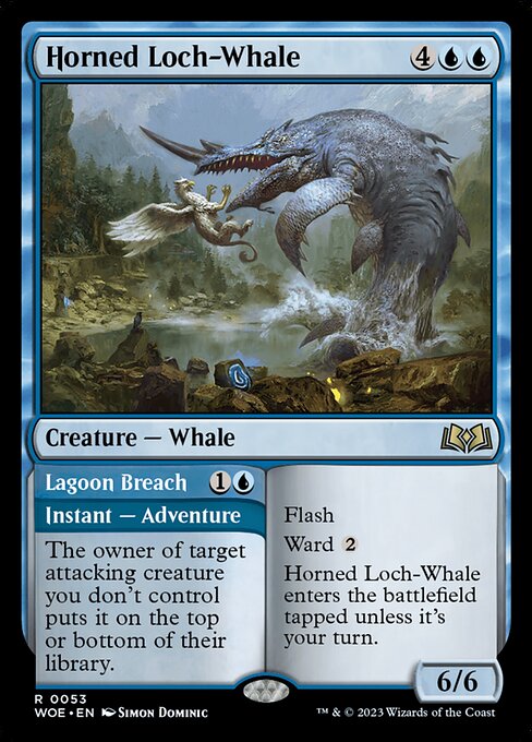 WOE, Horned Loch-Whale // Lagoon Breach, Standard, 53, R, Near Mint, Normal, EN