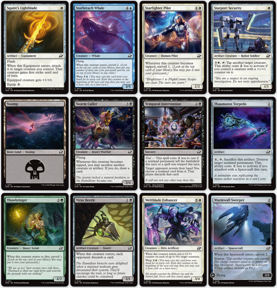 EOE, Foil, Full-Sleeved, 86-Card Commons Set - Edge of Eternities, Magic the Gathering, MTG