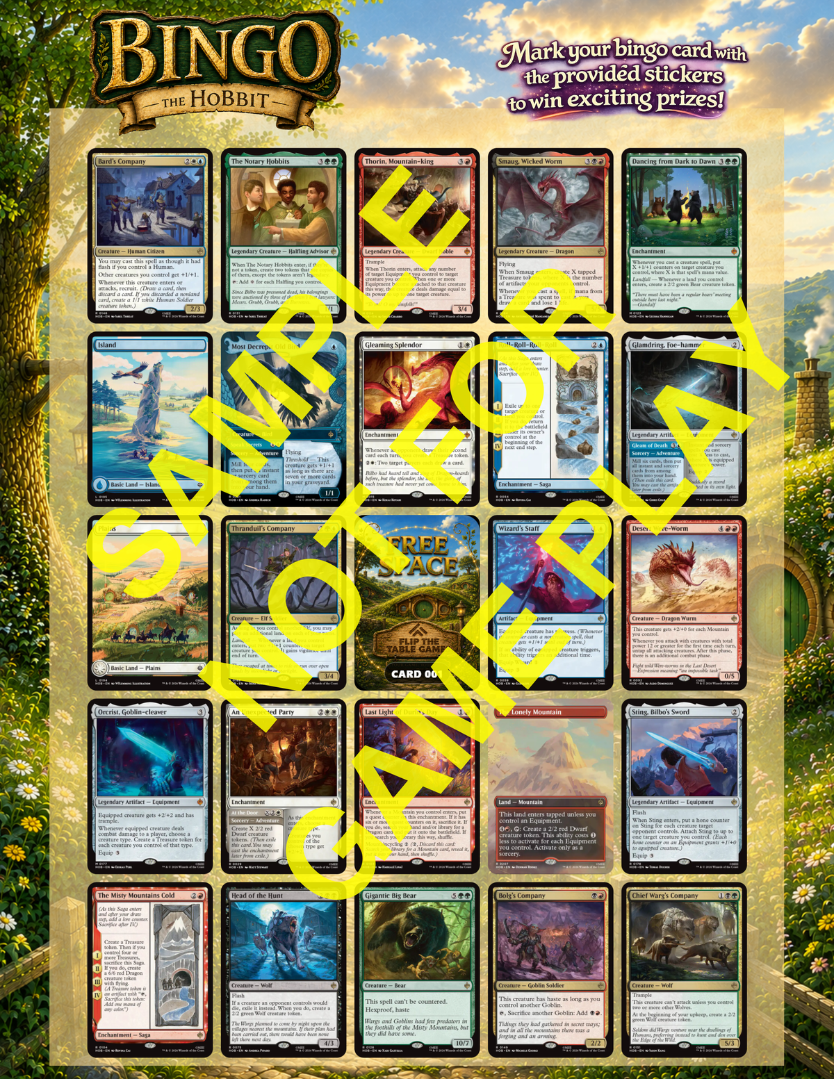 HOB, FTTG - The Hobbit Bingo Card - Game from 8/14/26 thru 9/24/26