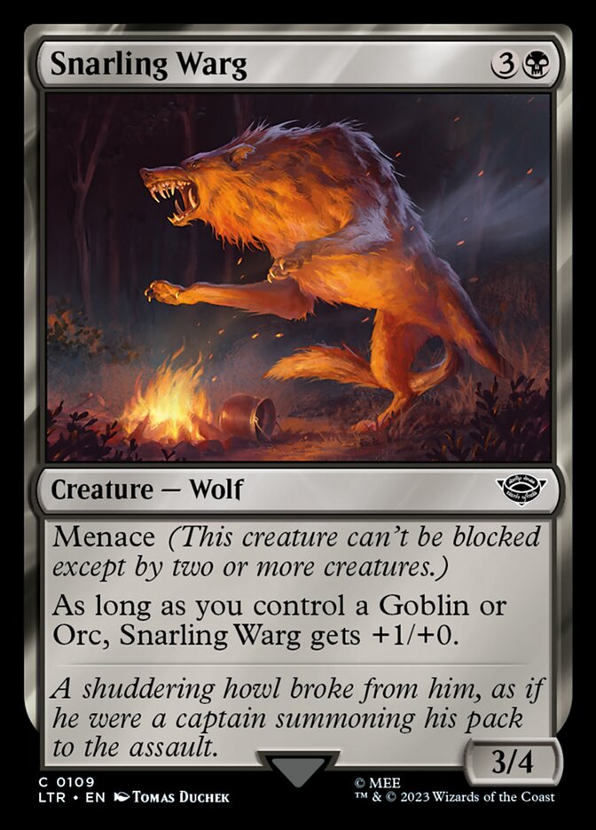 LTR, Snarling Warg, Standard, 109, C, Near Mint, (Foil), EN