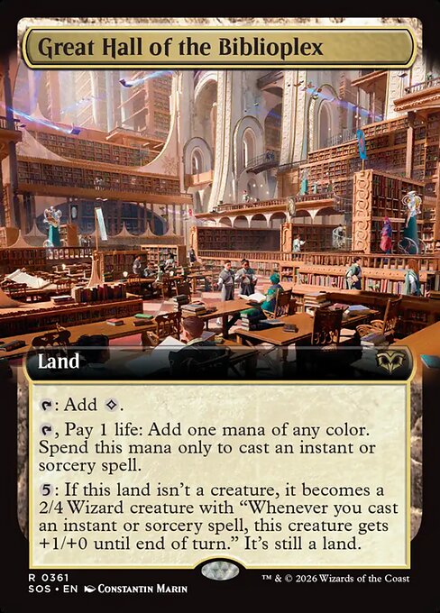 SOS, Great Hall of the Biblioplex, (Extended Art), 361, R, Near Mint, Normal, EN