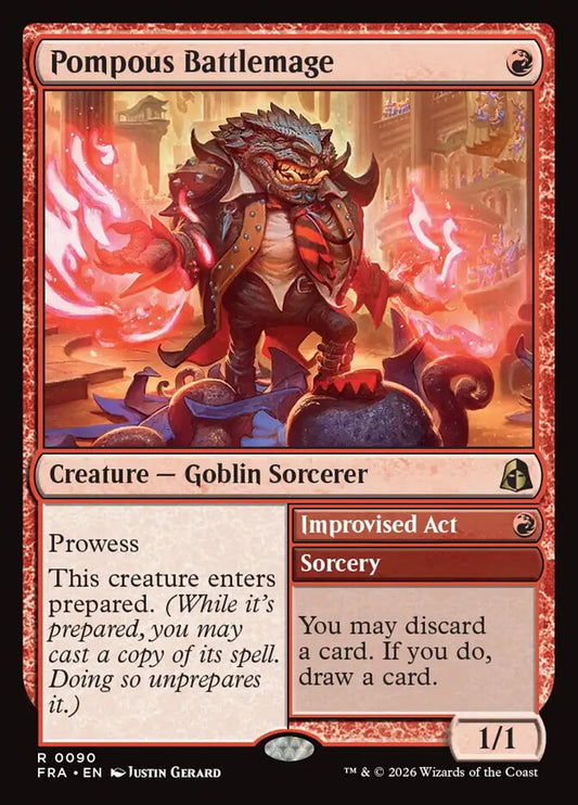 FRA, Pompous Battlemage // Improvised Act, Standard, 90, R, Near Mint, Normal, EN