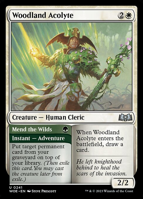 WOE, Woodland Acolyte // Mend the Wilds, Standard, 241, U, Near Mint, (Foil), EN