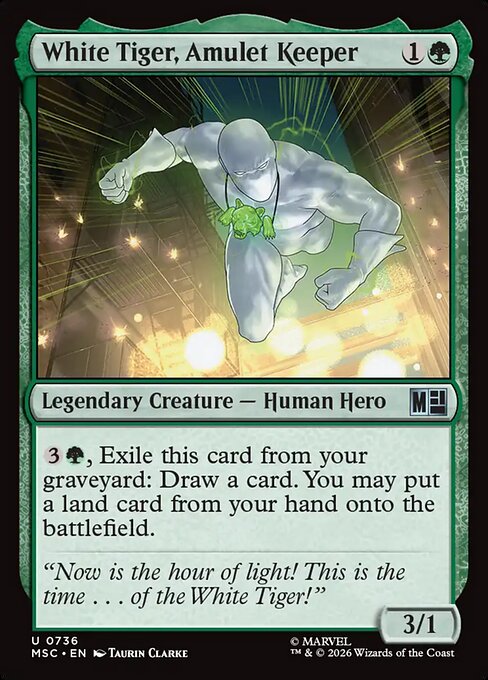 MSC, White Tiger, Amulet Keeper, Standard, 736, U, Near Mint, (Foil), EN