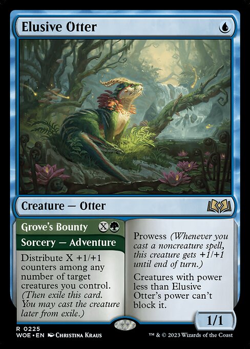 WOE, Elusive Otter // Grove's Bounty, Standard, 225, R, Near Mint, (Foil), EN