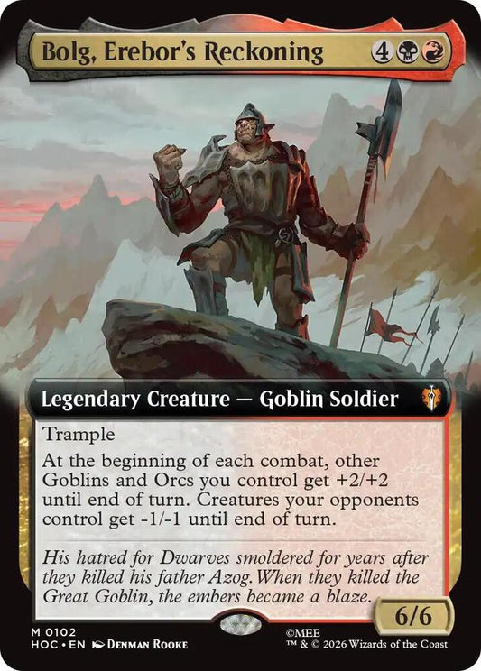 HOC, Bolg, Erebor's Reckoning, (Extended Art), 102, M, Near Mint, Normal, EN
