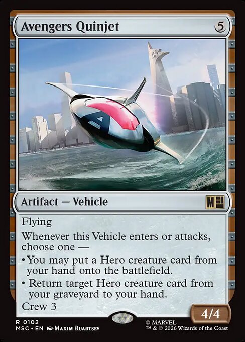 MSC, Avengers Quinjet, Standard, 102, R, Near Mint, {Surge Foil}, EN