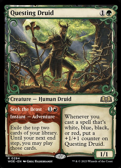WOE, Questing Druid // Seek the Beast, (Showcase), 294, R, Near Mint, Normal, EN