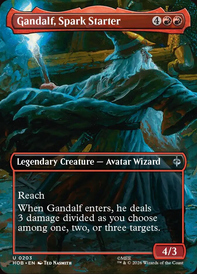 HOB, Gandalf, Spark Starter, (Borderless), 203, U, Near Mint, Normal, EN