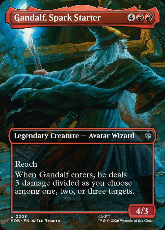 HOB, Gandalf, Spark Starter, (Borderless), 203, U, Near Mint, Normal, EN