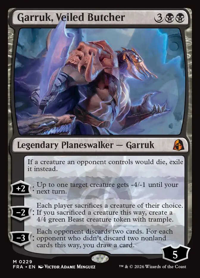 FRA, Garruk, Veiled Butcher, Standard, 229, M, Near Mint, Normal, EN