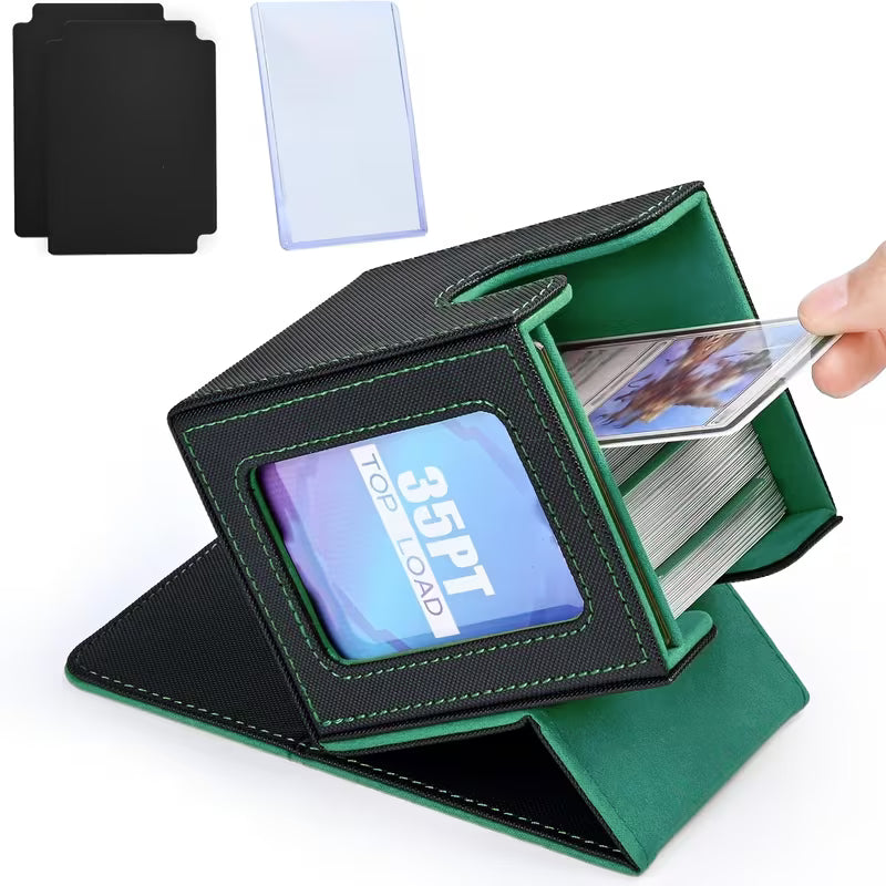 Black w/ Green Interior Card Deck Box with MTG Commander Display Window
