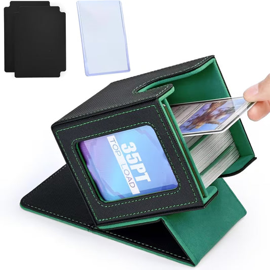 Black w/ Green Interior Card Deck Box with MTG Commander Display Window