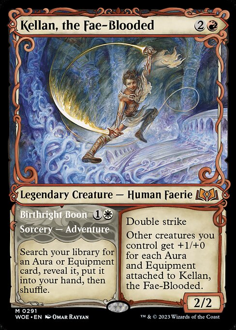WOE, Kellan, the Fae-Blooded // Birthright Boon, (Showcase), 291, M, Near Mint, (Foil), EN