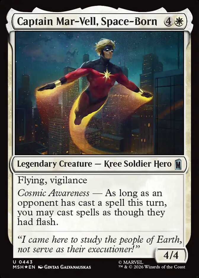 MSH, Captain Mar-Vell, Space-Born, Standard, 443, U, Near Mint, (Surge Foil), EN