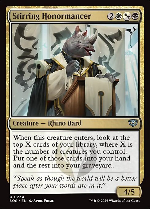 SOS, Stirring Honormancer, Standard, 234, U, Near Mint, (Foil), EN