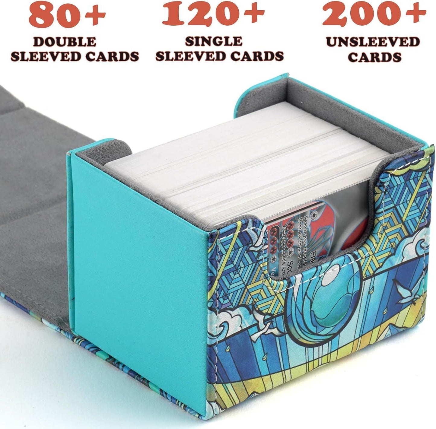 DMU Stained Glass Art PU Leather Commander Deck Box - Blue Mana Symbol