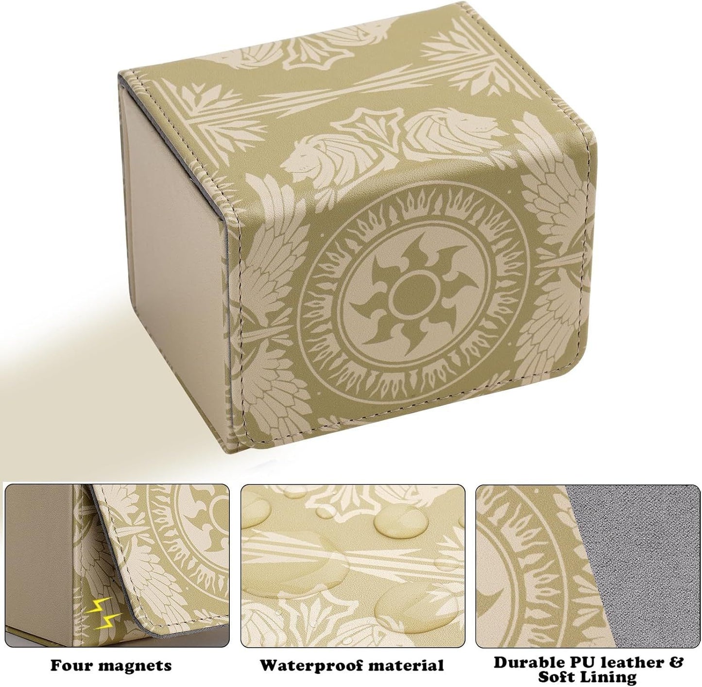 PU Leather Commander Deck Box - White Plains - Mana Symbol