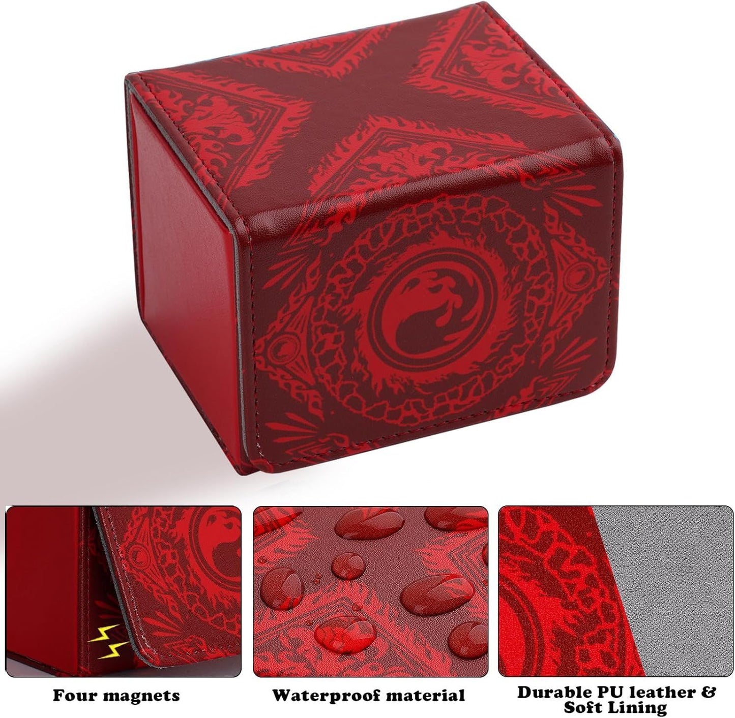 PU Leather Commander Deck Box - Red Mountain - Mana Symbol