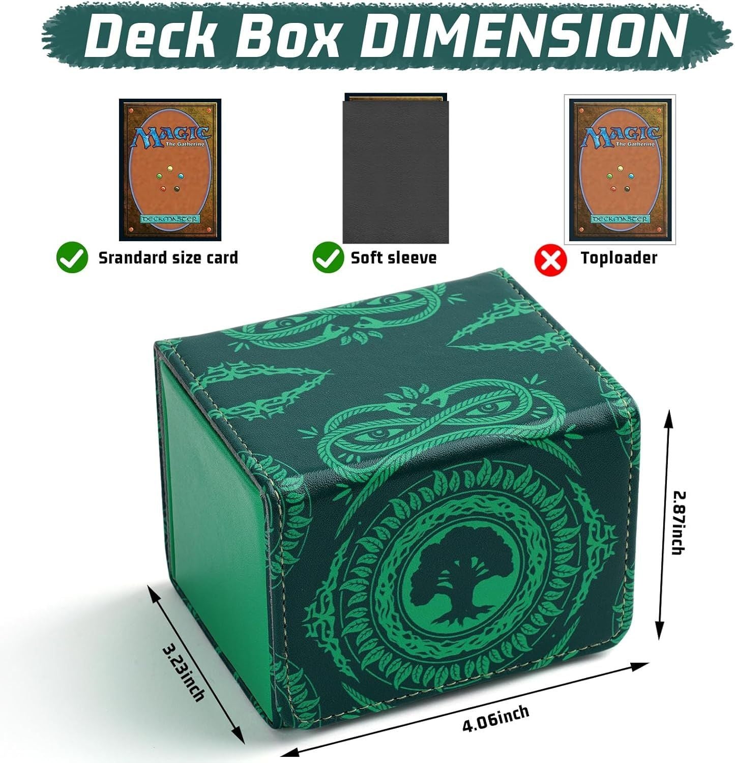 PU Leather Commander Deck Box - Green Forest - Mana Symbol