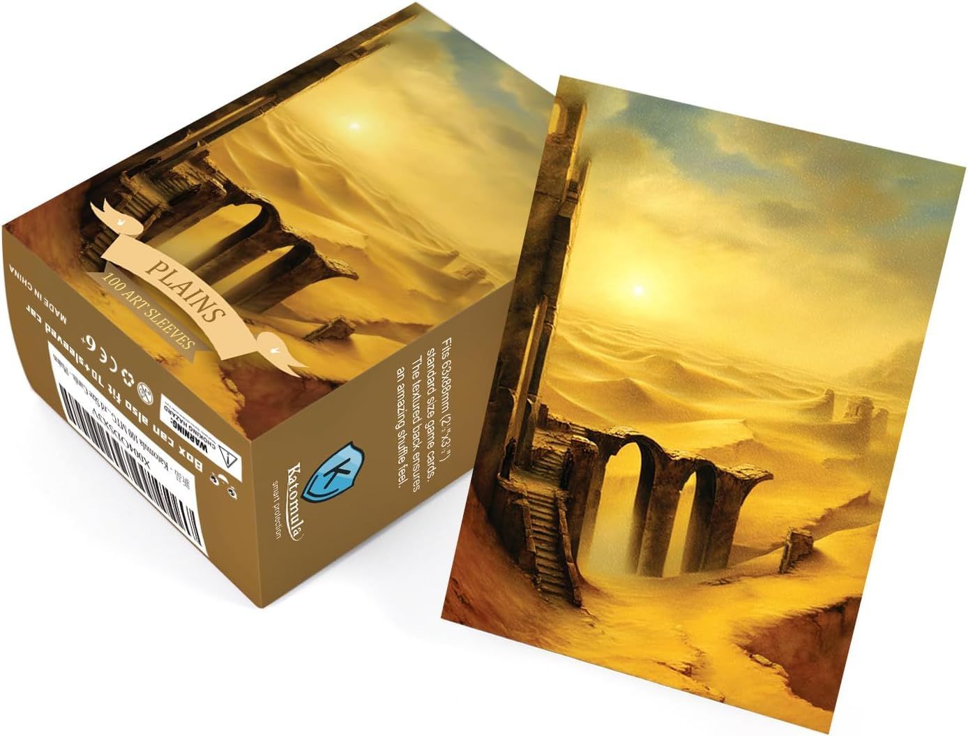 Katomula 100 MTG Card Sleeves with 100 Inner Sleeve, Textured Back Art Sleeves, Fit Standard Size Cards - Plains Bridge