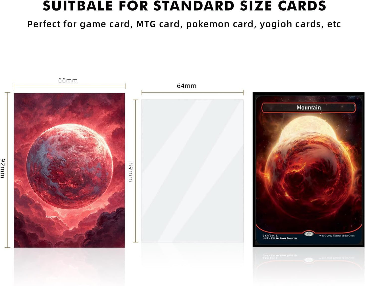 Katomula 100 MTG Card Sleeves with 100 Inner Sleeve, Textured Back Art Sleeves, Fit Standard Size Cards-Mountain Planet