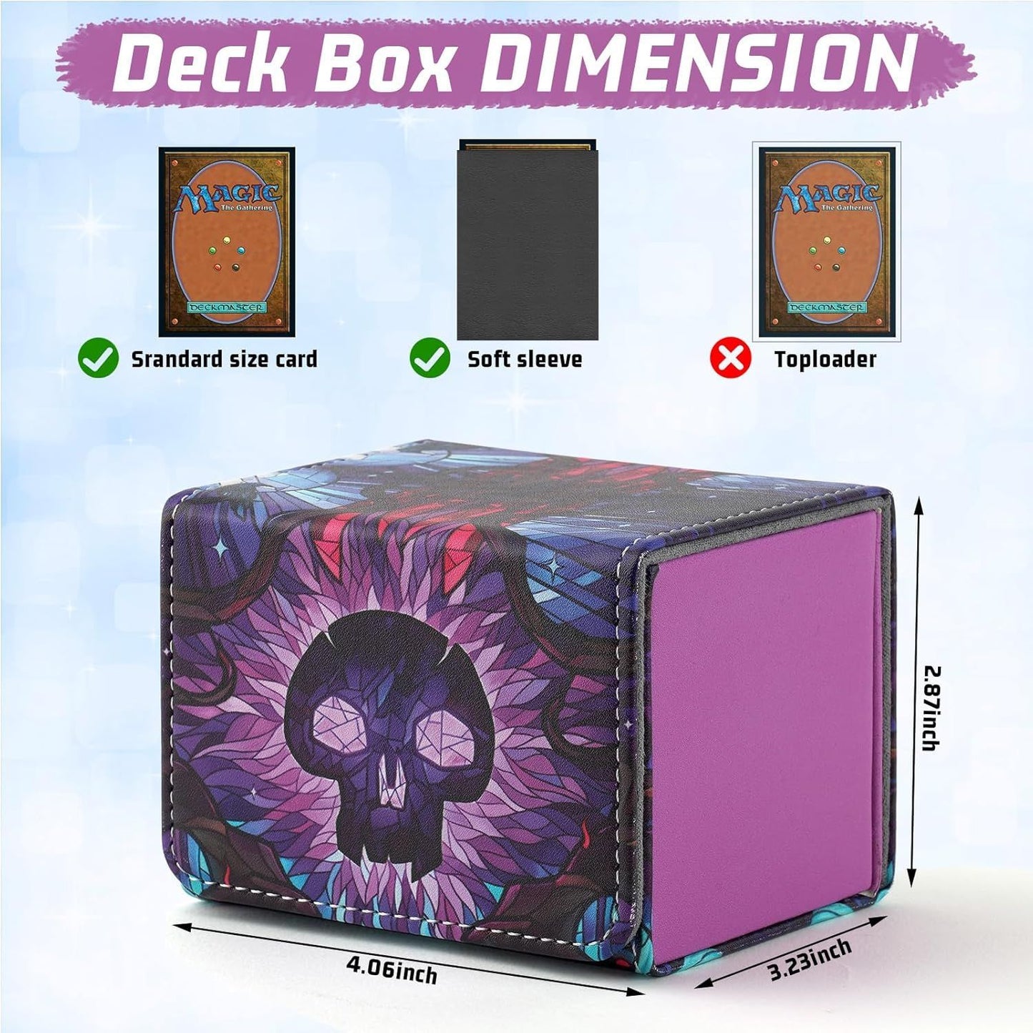 DMU Stained Glass Art PU Leather Commander Deck Box - Black Mana Symbol
