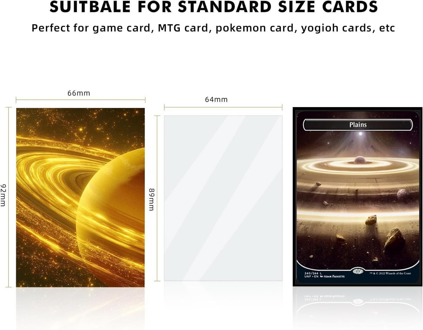 Katomula 100 MTG Card Sleeves with 100 Inner Sleeve, Textured Back Art Sleeves, Fit Standard Size Cards-Plains Planet