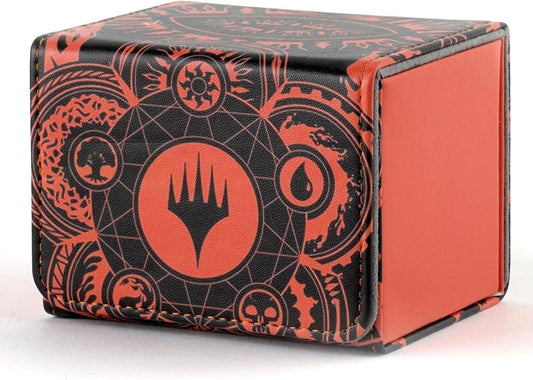 PU Leather Commander Deck Box - Fiery Orange - Planeswalker & Mana Symbols