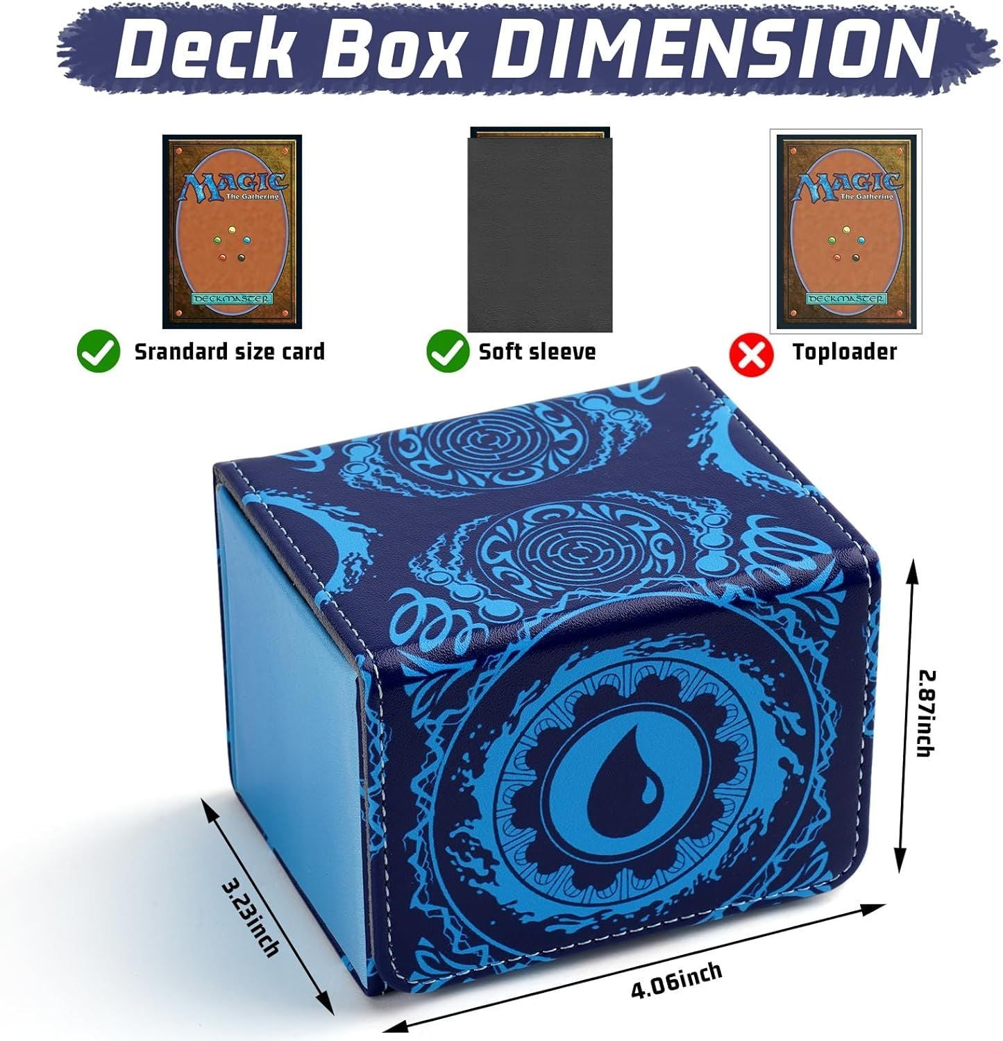 PU Leather Commander Deck Box - Blue Island - Mana Symbol
