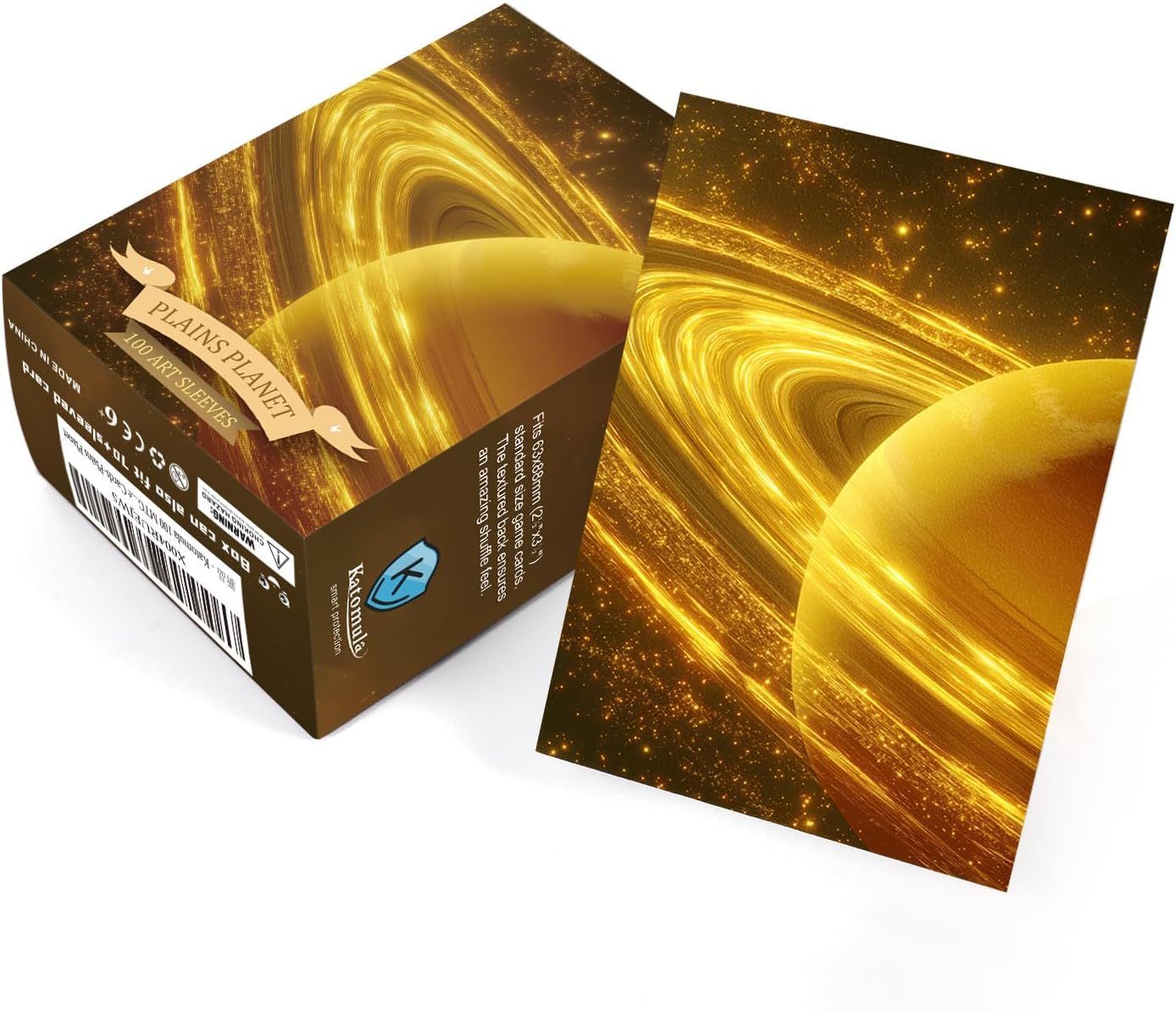 Katomula 100 MTG Card Sleeves with 100 Inner Sleeve, Textured Back Art Sleeves, Fit Standard Size Cards-Plains Planet