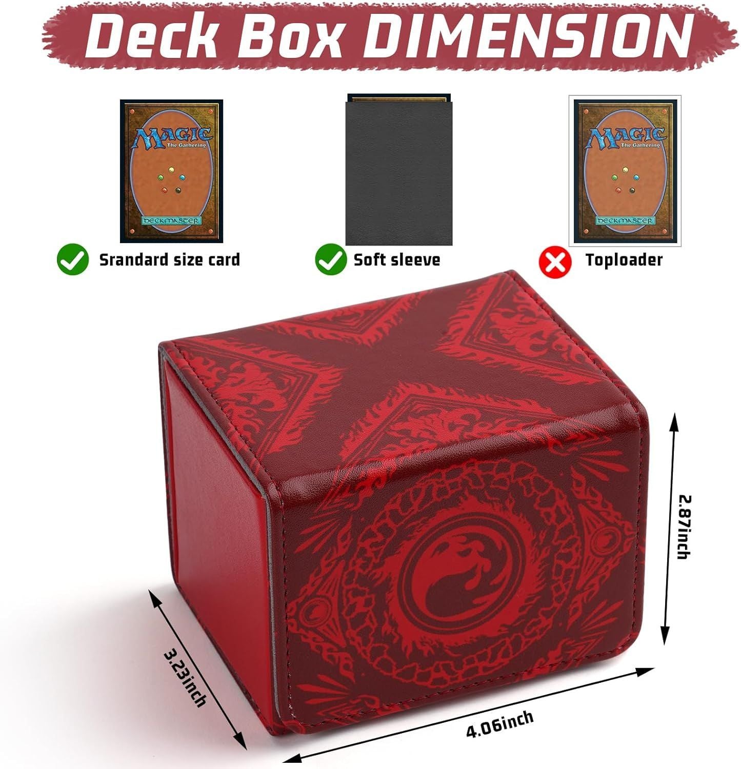 PU Leather Commander Deck Box - Red Mountain - Mana Symbol
