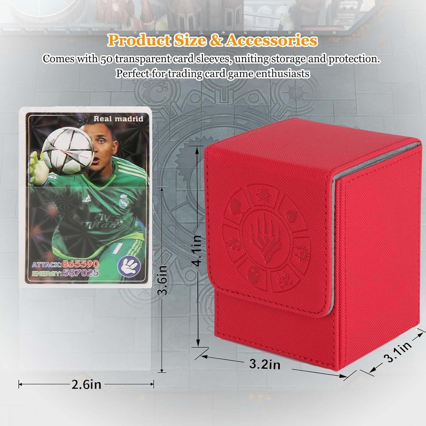 60+ PU Leather Single Sleeved Commander Deck Box - All Mana Symbols & Planeswalker Symbol - Select Color