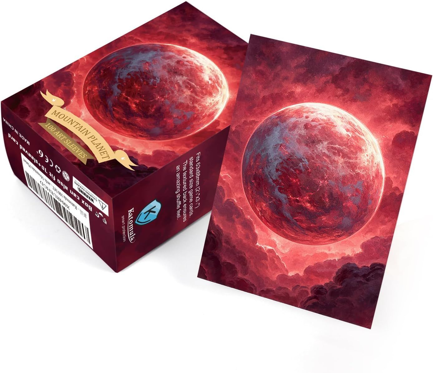 Katomula 100 MTG Card Sleeves with 100 Inner Sleeve, Textured Back Art Sleeves, Fit Standard Size Cards-Mountain Planet