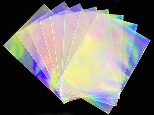 100 Pcs Inner Sleeves - Rainbow Holographic Trading Card Protector