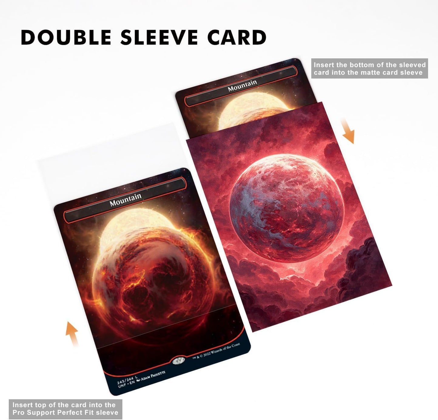 Katomula 100 MTG Card Sleeves with 100 Inner Sleeve, Textured Back Art Sleeves, Fit Standard Size Cards-Mountain Planet