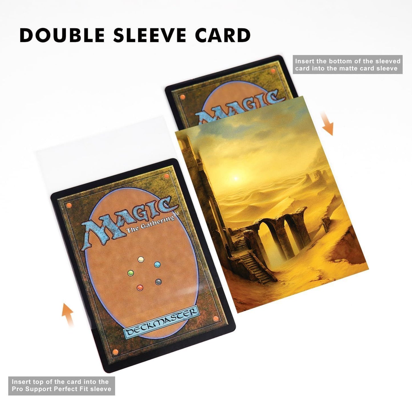 Katomula 100 MTG Card Sleeves with 100 Inner Sleeve, Textured Back Art Sleeves, Fit Standard Size Cards - Plains Bridge