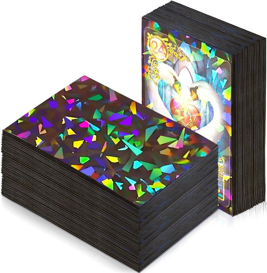 100 Pcs Holographic Fractured Glass Card Sleeves 2.6 x 3.6 Inches - Select Color