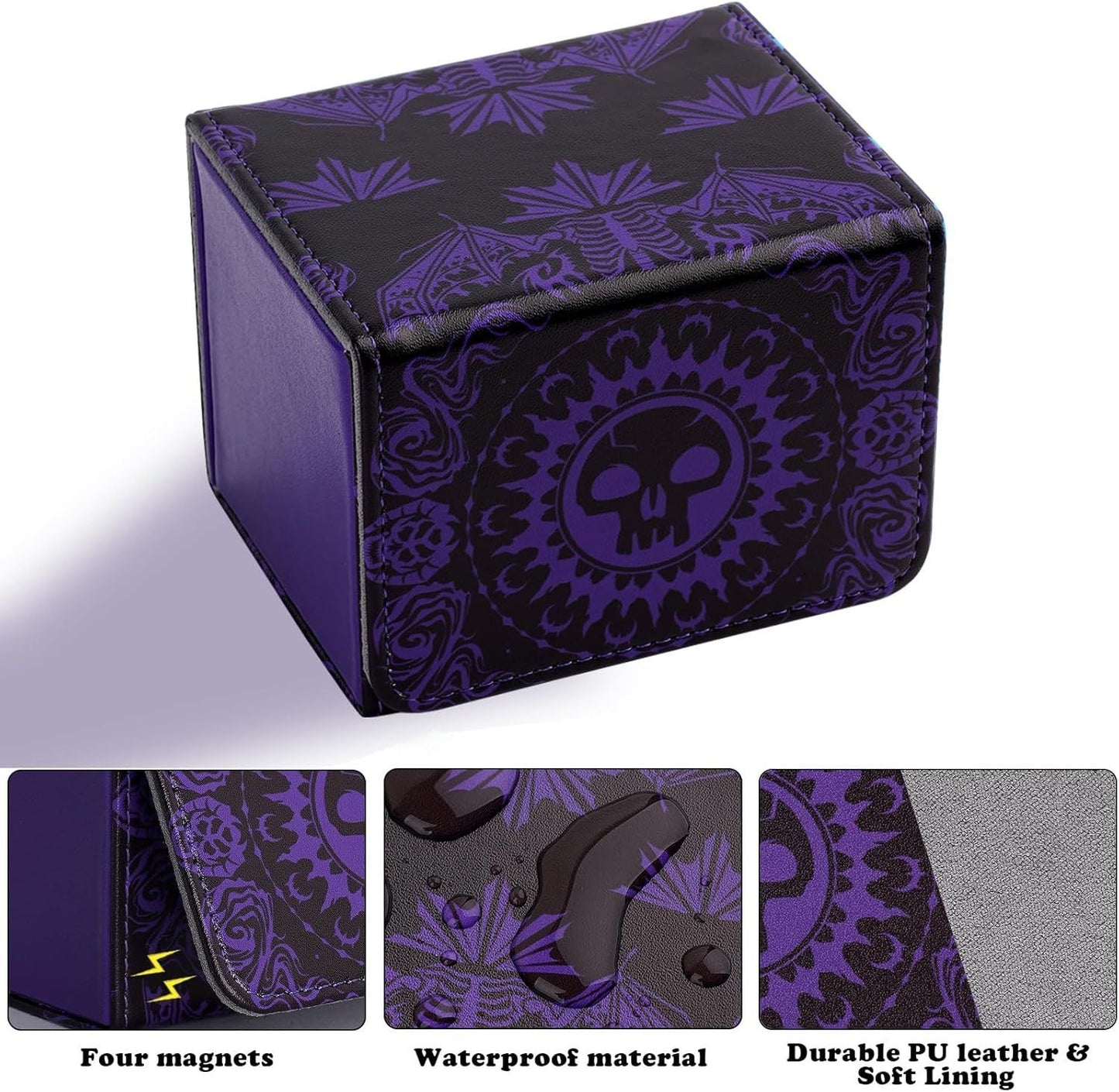 PU Leather Commander Deck Box - Black/Purple Swamp - Mana Symbol