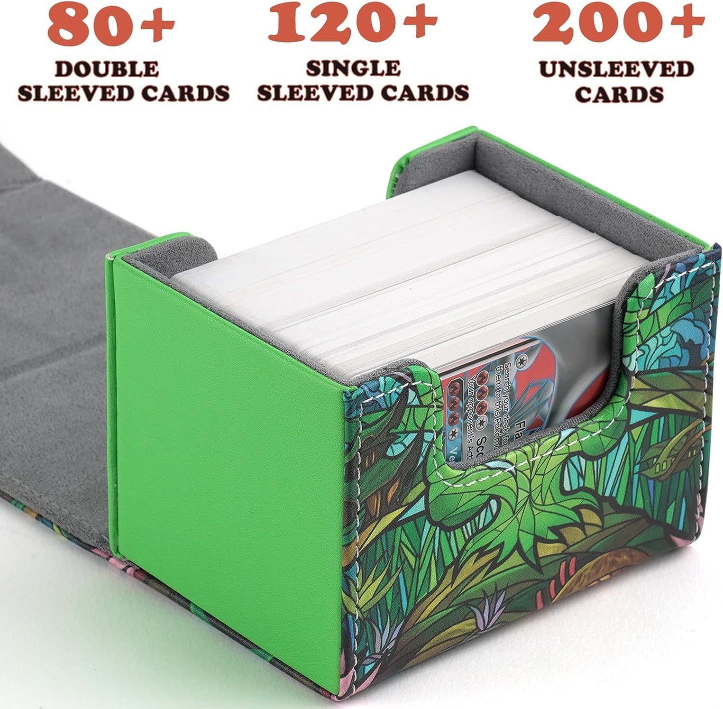 DMU Stained Glass Art PU Leather Commander Deck Box - Green Mana Symbol