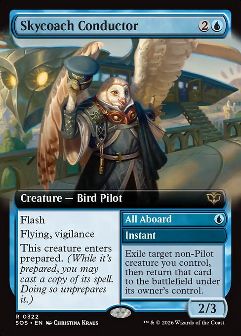 SOS, Skycoach Conductor // All Aboard, (Extended Art), 322, R, Near Mint, (Foil), EN