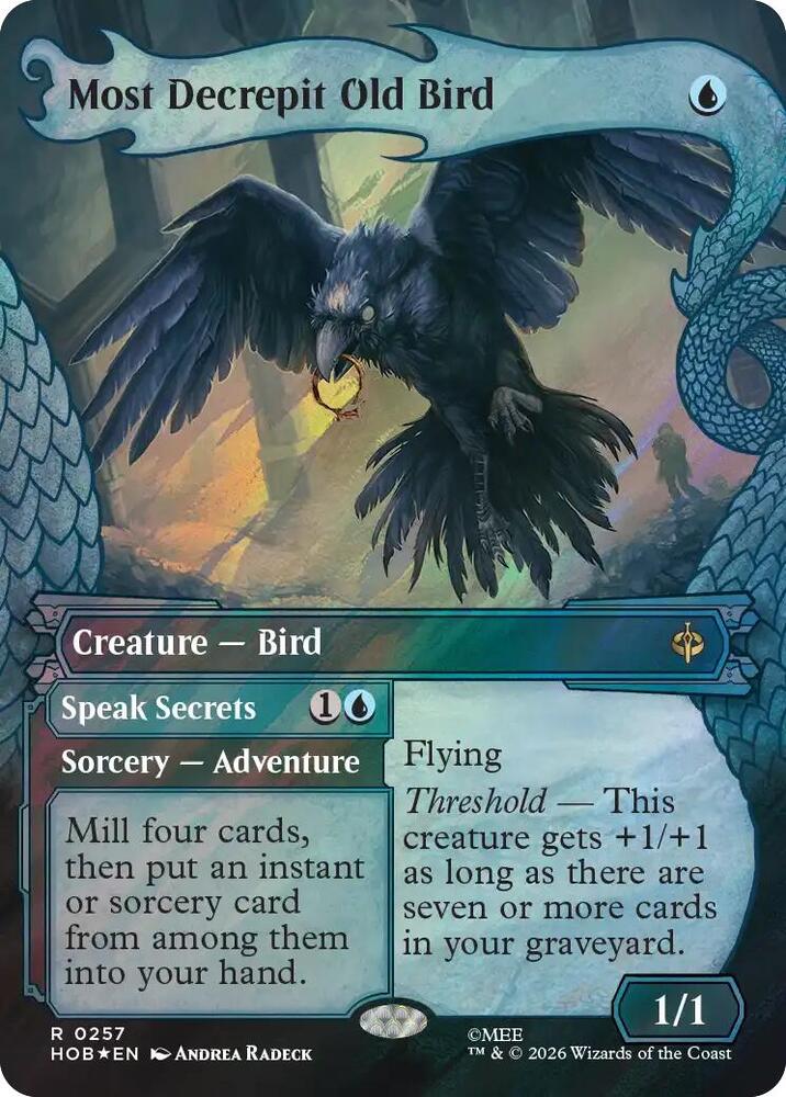 HOB, Most Decrepit Old Bird // Speak Secrets, Standard,257, R, Near Mint, {Surge Foil}, EN